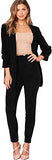 Women's Two Piece Plaid Open Front Long Sleeve Blazer and Elastic Waist Pant Set Suit