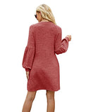Fall Dresses for Women 2022 with Pocket Long Sleeve Sweater Dress Casual Brown