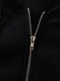 Women's Crop Zip Up Drawstring Pocket Basic Zipper Hooded Sweatshirt