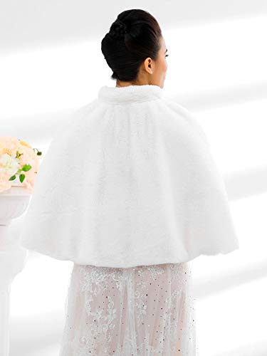 Women's Faux Fur Shawls Cape and Wraps Bridal Cloak Coat Fur Cover Up for Bride and Bridesmaids . (Beige)