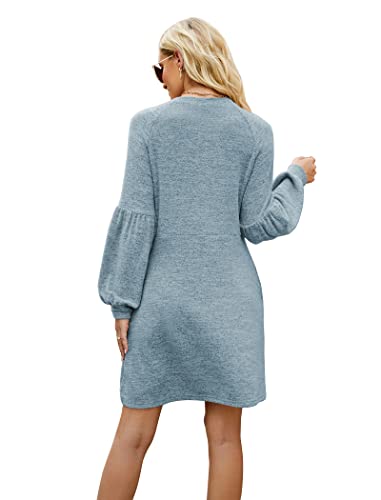 Fall Dresses for Women 2022 with Pocket Long Sleeve Sweater Dress Casual Brown