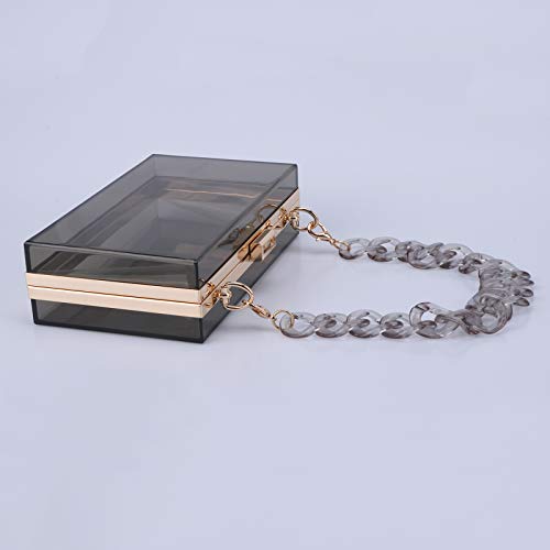 Women Acrylic Transparent Gold star Evening Bags Purses Clutch Vintage Banquet Handbag (Pink) Medium