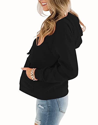 Womens Casual Hoodies Crew Neck Long Sleeve Sweatshirts With Pocket Lightweight Pullover Tops-Gradient