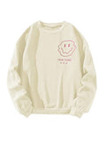 Women Oversized Fleece New York Letter Print Graphic Sweatshirt Long Sleeve Crewneck Pullover Jacket