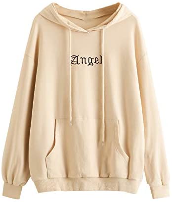 Women's Letter Graphic Print Pocket Drawstring Hoodie Sweatshirt