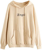 Women's Letter Graphic Print Pocket Drawstring Hoodie Sweatshirt