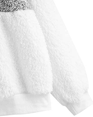 Women's Casual Zip Up Fleece Pullover Teddy Drawstring Hoodie Sweatshirt