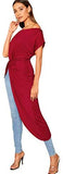 Women's Elegant Asymmetrical Twist Front Off Shoulder Top Plain High Low Blouse