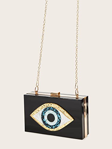Clutch Purses for Women-Evil Eye Acrylic Clutch Glitter Purse Evening Bag Chain Shoulder Crossbody Handbags