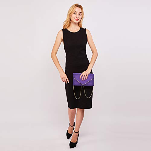 Ladies' Velvet Evening Clutch Handbag Formal Party Clutch For Women With Chain Strap (Rose)