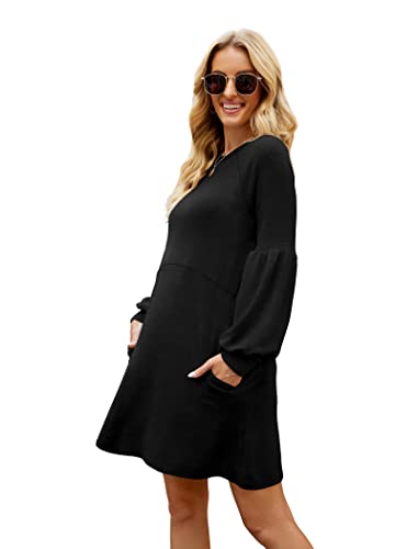 Fall Dresses for Women 2022 with Pocket Long Sleeve Sweater Dress Casual Brown