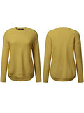 Women's Long Sleeve Oversized Crew Neck Solid Color Knit Pullover Sweater Tops Mocha
