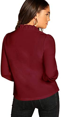 Women's Long Sleeve Front Bow Tie Ruffle Collar Elegant Blouse Shirt Tops