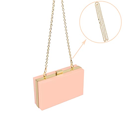 Women Acrylic Transparent Gold star Evening Bags Purses Clutch Vintage Banquet Handbag (Pink) Medium