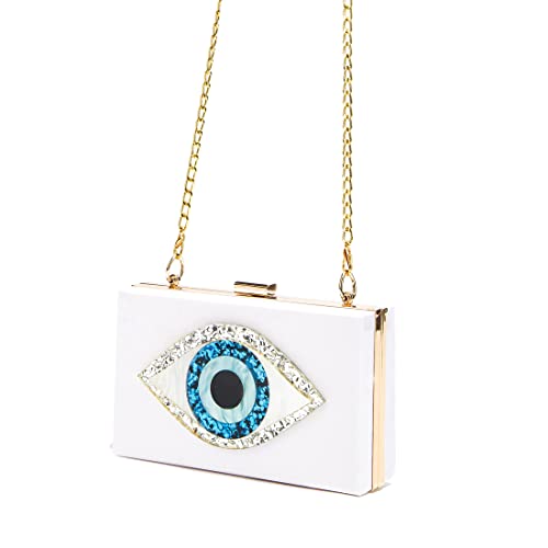 Clutch Purses for Women-Evil Eye Acrylic Clutch Glitter Purse Evening Bag Chain Shoulder Crossbody Handbags