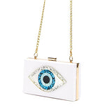 Clutch Purses for Women-Evil Eye Acrylic Clutch Glitter Purse Evening Bag Chain Shoulder Crossbody Handbags