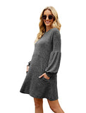 Fall Dresses for Women 2022 with Pocket Long Sleeve Sweater Dress Casual Brown