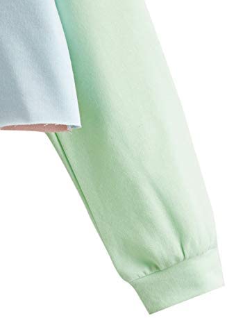 Women's Casual Colorblock Crew Neck Long Sleeve Crop Pullover Sweatshirts Tops