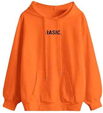 Women's Letter Graphic Print Pocket Drawstring Hoodie Sweatshirt