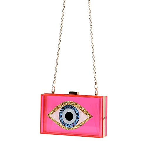 Clutch Purses for Women-Evil Eye Acrylic Clutch Glitter Purse Evening Bag Chain Shoulder Crossbody Handbags