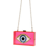 Clutch Purses for Women-Evil Eye Acrylic Clutch Glitter Purse Evening Bag Chain Shoulder Crossbody Handbags