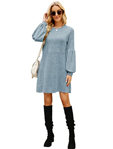 Fall Dresses for Women 2022 with Pocket Long Sleeve Sweater Dress Casual Brown