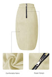 Bellivera Women Faux Suede Leather Pencil Skirt, Spring Fall Casual Midi Skirts Spring and Summer Hip Wrapped Back Split FF21 Camel L
