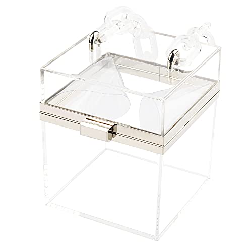 Women Acrylic Transparent Gold star Evening Bags Purses Clutch Vintage Banquet Handbag (Pink) Medium