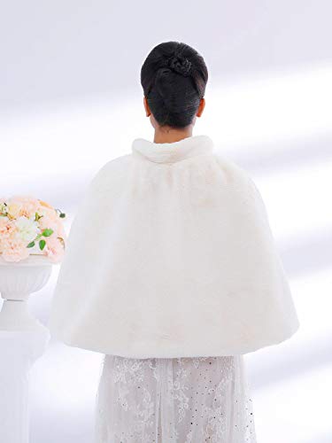 Women's Faux Fur Shawls Cape and Wraps Bridal Cloak Coat Fur Cover Up for Bride and Bridesmaids . (Beige)