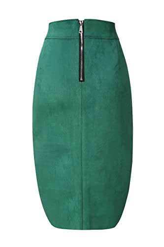 Bellivera Women Faux Suede Leather Pencil Skirt, Spring Fall Casual Midi Skirts Spring and Summer Hip Wrapped Back Split FF21 Camel L