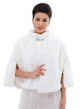 Women's Faux Fur Shawls Cape and Wraps Bridal Cloak Coat Fur Cover Up for Bride and Bridesmaids . (Beige)