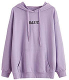 Women's Letter Graphic Print Pocket Drawstring Hoodie Sweatshirt