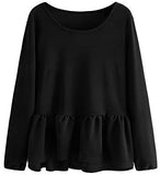 Women's Loose Ruffle Hem Peplum Long Sleeve Blouse Top