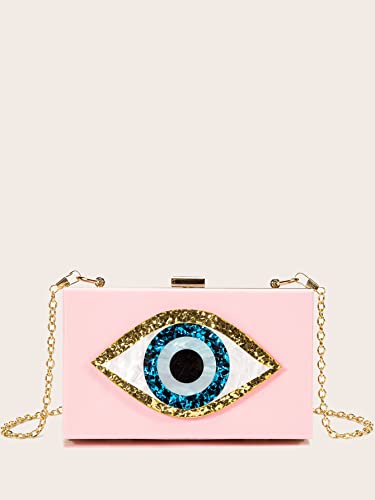 Clutch Purses for Women-Evil Eye Acrylic Clutch Glitter Purse Evening Bag Chain Shoulder Crossbody Handbags
