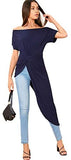 Women's Elegant Asymmetrical Twist Front Off Shoulder Top Plain High Low Blouse
