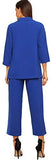 Women's 2 Piece Outfit Notched Neck 3/4 Sleeve Blazer and Wide Leg Belted Pants Set