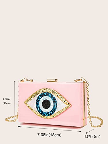 Clutch Purses for Women-Evil Eye Acrylic Clutch Glitter Purse Evening Bag Chain Shoulder Crossbody Handbags