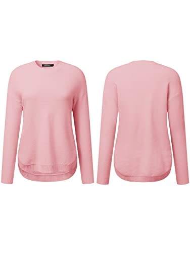 Women's Long Sleeve Oversized Crew Neck Solid Color Knit Pullover Sweater Tops Mocha