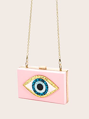 Clutch Purses for Women-Evil Eye Acrylic Clutch Glitter Purse Evening Bag Chain Shoulder Crossbody Handbags