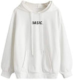 Women's Letter Graphic Print Pocket Drawstring Hoodie Sweatshirt