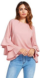 Women's Round Neck Ruffle Long Sleeve Blouse