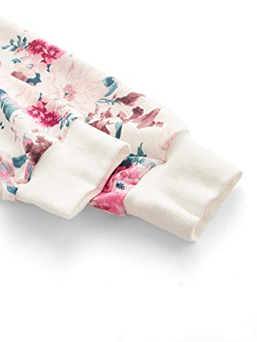 Women's Casual Floral Print Long Sleeve Pullover Tops Baby Blue
