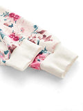Women's Casual Floral Print Long Sleeve Pullover Tops Baby Blue