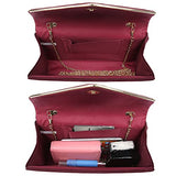 Ladies' Velvet Evening Clutch Handbag Formal Party Clutch For Women With Chain Strap (Rose)