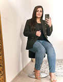 Blazer Jackets for Women Tweed Double Breasted Elegant Lightweight Cardigan Outwear Gray S