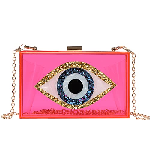 Clutch Purses for Women-Evil Eye Acrylic Clutch Glitter Purse Evening Bag Chain Shoulder Crossbody Handbags