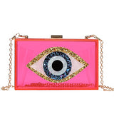 Clutch Purses for Women-Evil Eye Acrylic Clutch Glitter Purse Evening Bag Chain Shoulder Crossbody Handbags