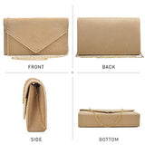 Ladies' Velvet Evening Clutch Handbag Formal Party Clutch For Women With Chain Strap (Rose)