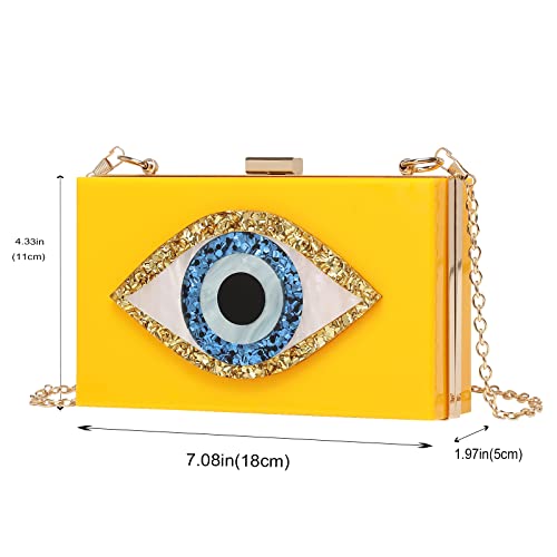 Clutch Purses for Women-Evil Eye Acrylic Clutch Glitter Purse Evening Bag Chain Shoulder Crossbody Handbags