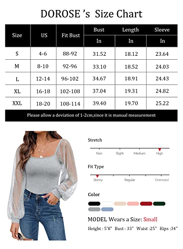 Women's Puff Sleeve Tops Mesh Sexy Casual Tee Shirts Blouses
